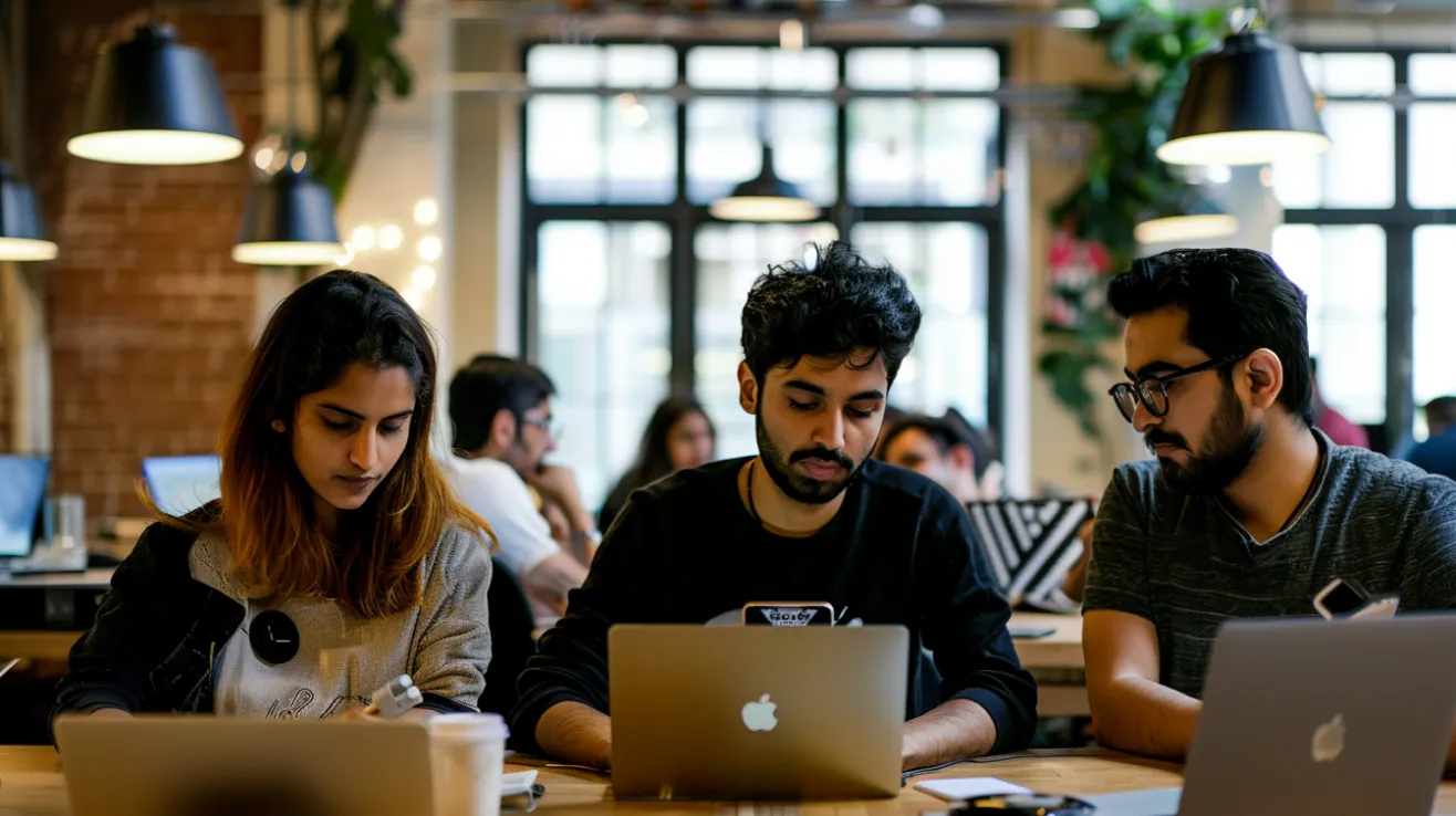 Digital product team working in a studio